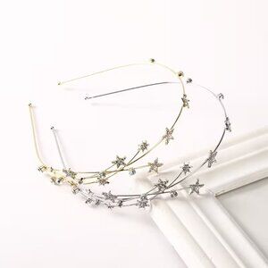 2 pc Metal Rhinestone Star Headband for Women - Hip-Hop Punk Style